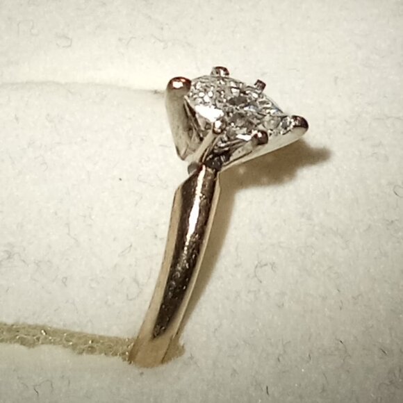 CHRISTMAS SPECIAL!  14Kt YG 1/4-Carat Marquise Solitaire Diamond Engagement Ring - Picture 2 of 5